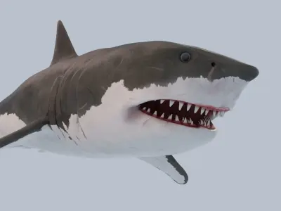 Great White Shark Low-poly 3D model 15
