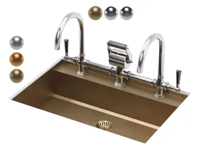 OFFICINE GULLO Undermounted Rectangular Sink with step 3D model