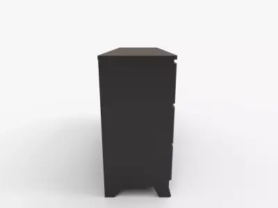 6 Drawer Double Dresser Black 3D model