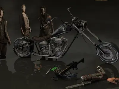 Walking Dead Daryl Dixon Set 3D model