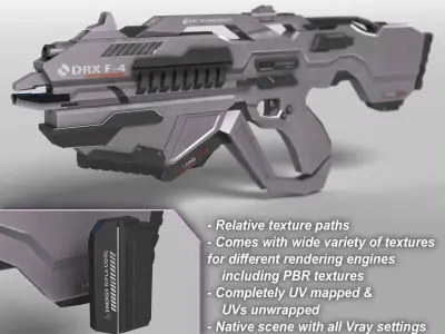 Sci Fi Plasma Rifle DRX F4 Low-poly 3D model
