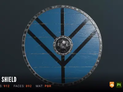 Viking Shield Low-poly 3D model 39