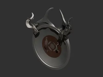 Shield high poly with horns 3D model