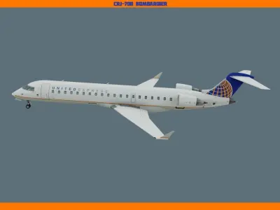 CRJ700 United Low-poly 3D model