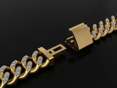 Cuban Diamond Chain Bracelet Necklace Link SIZE 10MM Width 3D print model