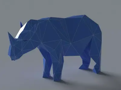 Rhino lowpoly 3D print model polygonal Low-poly 3D model