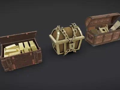 Treasure Chests Low-poly 3D model