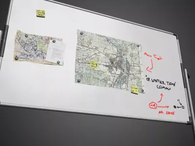 White Dry Erase Board Low-poly 3D model