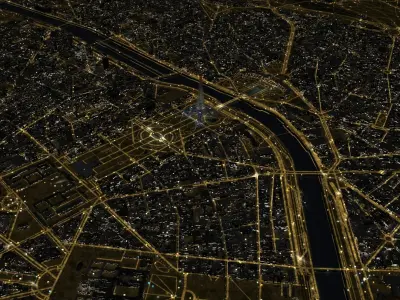 Paris Night Scene 3D model