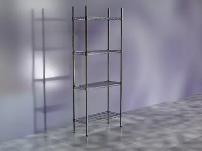 Wire Shelves - 30 inches X 12 inches X 72 inches in chrome Low-poly 3D model