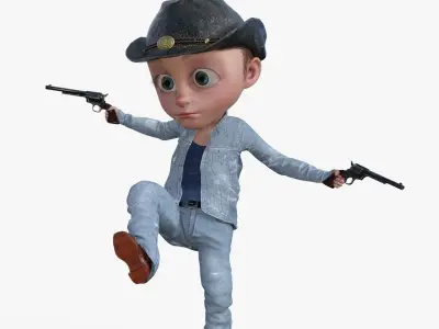 Cartoon Cowboy Rigged 3D model