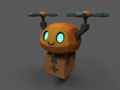 Low Poly Flying Delivery Drone  Low-poly 3D model
