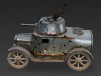 WWI Lanchester Armored Car Ruin 3D Model 3D Model Low-poly 3D model