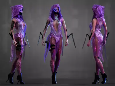 Sci Fi Cyberpunk Killer Girl  Low-poly 3D model
