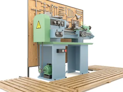 Lathe machine and garage tools 16 Items - Collection 1 3D model