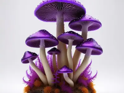 Fantasy Purple Mushroom Cluster 3D model