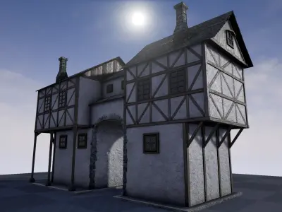 Medieval house B PBR  Low-poly 3D model