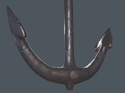 Ship anchor bundle with both clean iron and rusty look Low-poly 3D model
