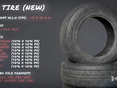 Car Wheel Rim Tire Pack -Clean New and Worn Dirty Old Game Ready Low-poly 3D model