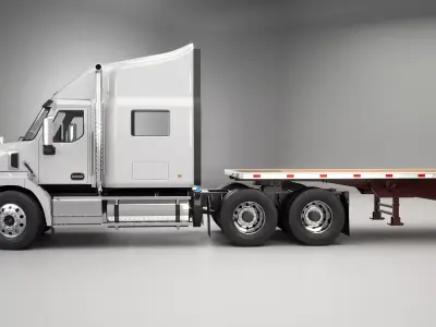 Generic Semi Truck with Flatbed Trailer 3D model