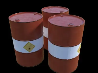Flammable Liquid Barrel Low-poly 3D model