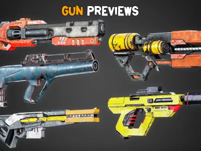 20 Game-Ready Futuristic Guns and Texture      Vol 10   Low-poly 3D model
