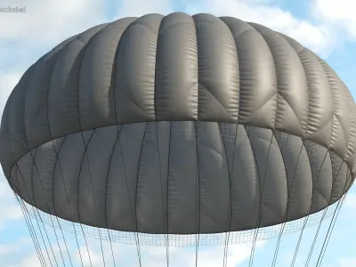 Military Pilot with Parachute 3D model