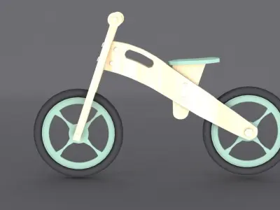 Wooden Balance Bike  Low-poly 3D model