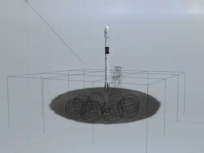 Launch falcon 9 with smoke 3D model