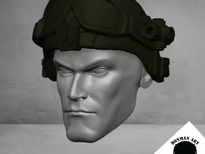 Tactical Helmet Without Goggles for 6 inch action figures 3D print model