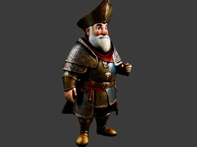Cartoon Medieval King Low-poly 3D model