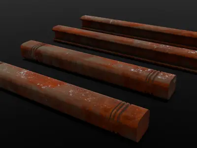 Rusted Beams 3D Model  Low-poly 3D model