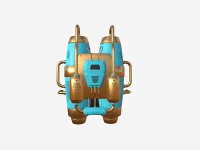 Jetpack A07 Blue Orange - SciFi Character Design Low-poly 3D model
