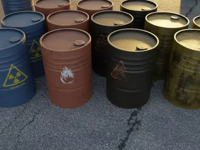 Industrial barrels game  Low-poly 3D model