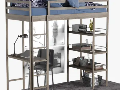 KIERAN STUDY LOFT BED 3D model