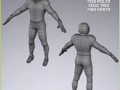 White American Football Player Real Time 3D model