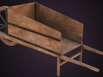 Wooden Cart03 All PBR Unity UE Textures Included Low-poly 3D model