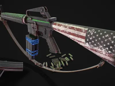 Assault rifle 3D model Low-poly 3D model purchase