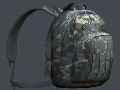 Backpack military combat Black baggage Low-poly  Low-poly 3D model purchase