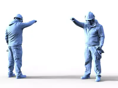 Rico C two men uniforms pointing at each 3D print model