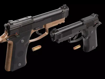 Beretta 80X Cheetah pistol Low-poly 3D model