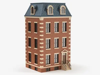  Cartoonish Classic Apartment Building Low Poly 3D Model Bundle 