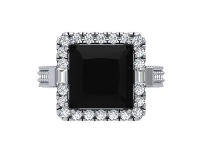 Princess Art Deco Ring 3D print model 17
