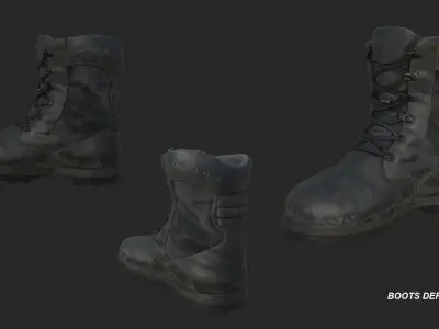 Military Boots with 17 SKINS  Low-poly 3D model