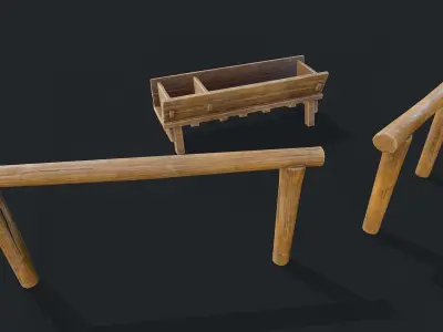 Hitching and Drinkbowl Low-poly 3D model