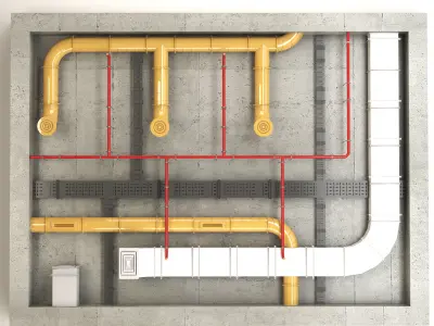 Ventilation system set  Low-poly 3D model