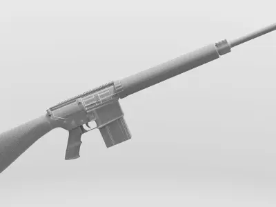 Armalite AR10 Low-poly 3D model