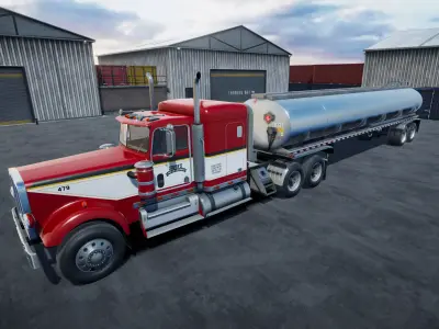 80s Semitruck Tanker unity asset Low-poly 3D model