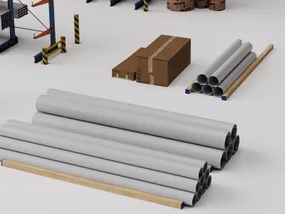 Industrial Warehouse Cantilever Rack And Material Storage 3D model