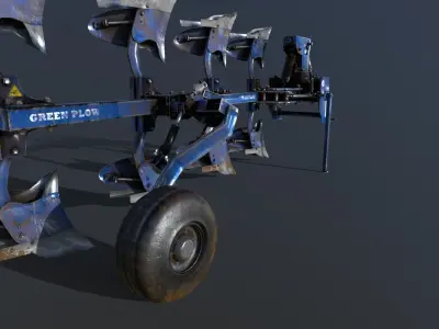 Mechanical Rotary Plow Low-poly 3D model